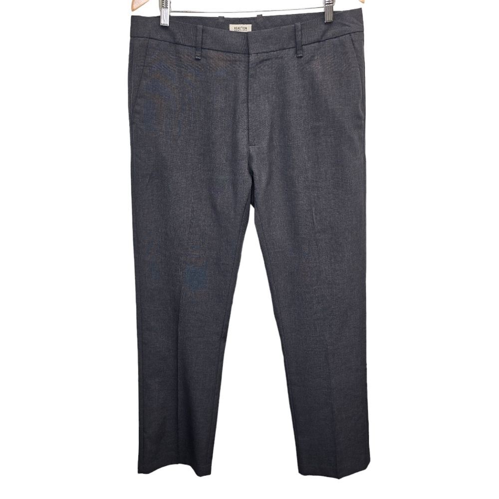Kenneth Cole Reaction Dress Pants Men's 34x32 Charcoal Micro Check Modern Fit